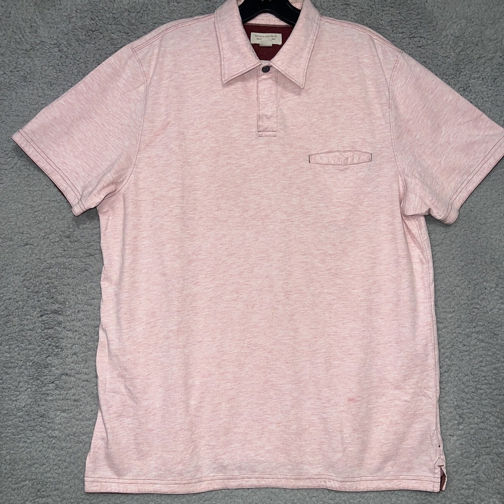 VTG Banana Republic Shirt Men's Size L Heather Pink Fitted Pima Polo Golf Pocket